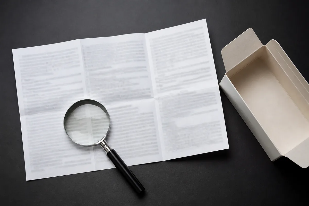 Notice technique d&rsquo;un appareil médical ouverte sur les pages de conformité et de sécurité photobiologique